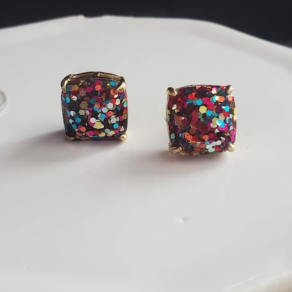 kate spade Jewelry - Kate Spade New York Small Gumdrop Stud Earrings Multi Glitter Gold Tone